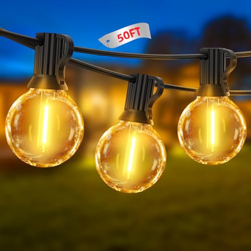 LED Lichterkette Außen 15m/50ft 18+1 G40 Glühbirnen Outdoor Beleuchtung Strombetrieben Wasserdicht Aussen von SAEIHGAE