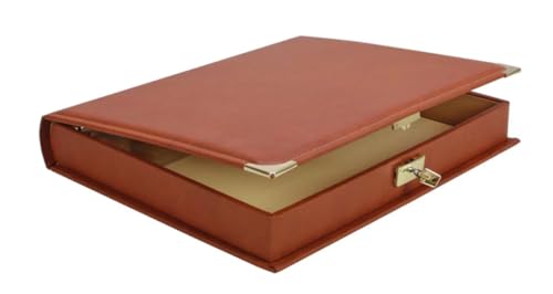 SAFE 445-0 Dokumenten-Kassette DIN A4 – Hochwertige Ringkassette mit Schloss & Messing-Ecken – Handgefertigt, Leinen-Innenfutter, 4-Ring-Mechanik, 335x350x55 mm von SAFE