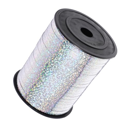 SAFIGLE 1 Rolle -Ballonband Hochzeitsband Kräuselband zum Verpacken von Geschenken Verpackungsband für Heimwerker Festival-Geschenkband Paketband Plastik Silver von SAFIGLE