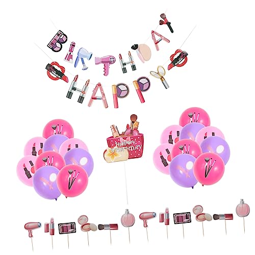 SAFIGLE 1 Satz Latte-kunst Kuchen Topper Geburtstagsfeier Dekoration Dekorative Luftballons Banner Lippenstift Ballons Dekorationen Für Make-up-partys Bilden Papier Kosmetik Kind von SAFIGLE