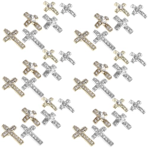 SAFIGLE 1 Satz Legierungsknotenschmuck Nagel Edelsteine Reiz Kreuzanhänger Für Nägel Nail-art-charme Strasssteine 60 Stück von SAFIGLE