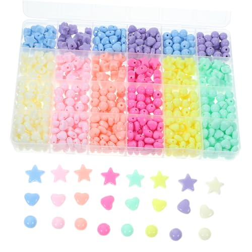 SAFIGLE 1 Schachtel Teiliges Acrylperlen Bunte DIY Schmuckperlen Leichte und Langlebige Bastelperlen mit Herz Sternmotiven für Armbänder Anhänger und Kreative Bastelprojekte von SAFIGLE