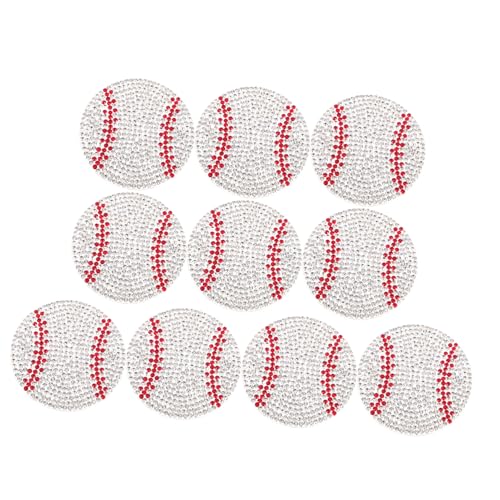 SAFIGLE 10 Stück Baseball Full Diamond Patch Kleiderflicken Baseball -Kleidungsstapel Baseball -Patches für Hüte selbstklebende Strass-Sticker Strass Verzierungen Heißschmelzkleber Weiß von SAFIGLE