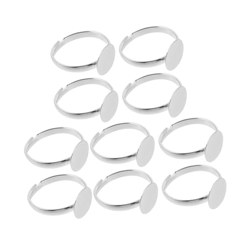 SAFIGLE 10 Stück Metallringhalter Ringbasis für die Schmuckherstellung Fingerringe Rohlinge blanke Ringbasis Wimpernringe zum Kleben Klebering Ring leer selber machen Zinklegierung Silber von SAFIGLE