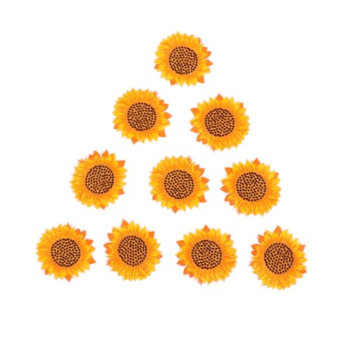 SAFIGLE 10 Stück Sonnenblumen Stickerei Patches Langlebige Bestickte Stoffapplikationen Praktische DIY Kleidung Dekoration Farbintensiv zum Aufnähen Textilien für Nähprojekte und von SAFIGLE