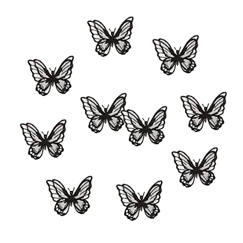 SAFIGLE 10 Stück Teiliges Bestickte Spitzen applikationen Schmetterling Embroidery Patches für Hochzeit Deko DIY Kleidung Reparatur Geschenkbox Schwarz von SAFIGLE