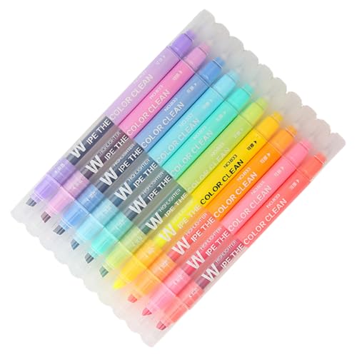 SAFIGLE 10 Stück Teiliges Doppelseitiger Textmarker Farbige Mild Deckende Marker mit Breiter und Feiner Spitze für Schüler Studenten Kunst und Markierungen im Schul Büroalltag von SAFIGLE