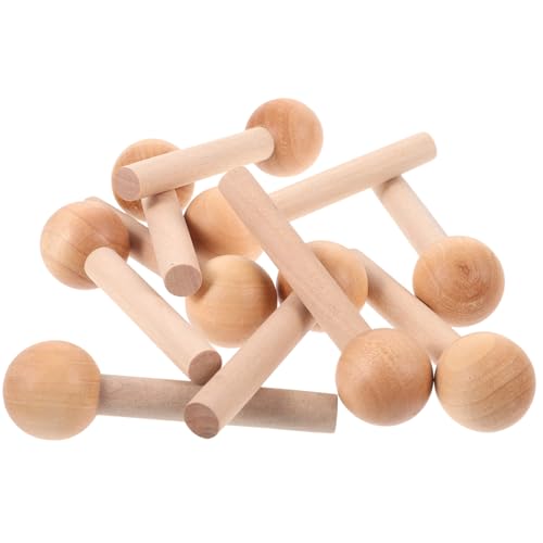 SAFIGLE 10 Stück Teiliges Holzdübel mit Kugelkopf aus Buchenholz Stabile Holzstäbe für Wand pegboard Organizer Vielseitige Holzstäbe zum Basteln und Modellbau von SAFIGLE