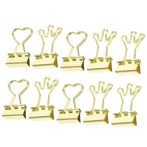 SAFIGLE 10 Stück Teiliges Kleine Bunte Binder Clips mit Herz Kronenmotiv Büroklammern aus Metall für Papier Notizen Akten Praktische Dekorative Papierklemmen für Büro Schule Zuhause von SAFIGLE