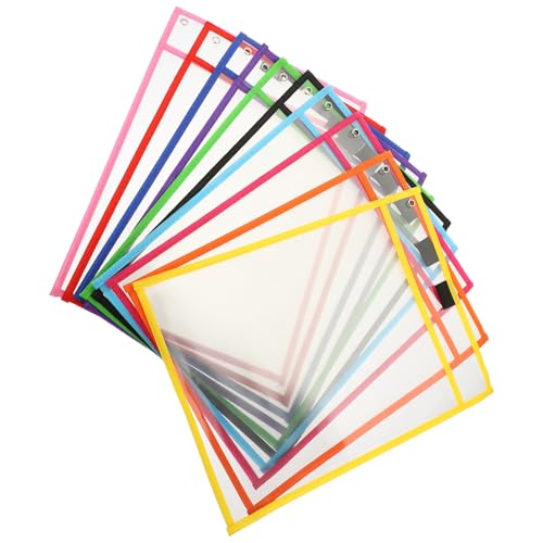 SAFIGLE 10 Stück Wiederverwendbare Transparente Dry Erase Taschen Abwischbare Dokumentenhüllen aus Robustem PVC Wiederverwendbare Schreibschutzhüllen für Schule Büro und Praktische Mappe von SAFIGLE