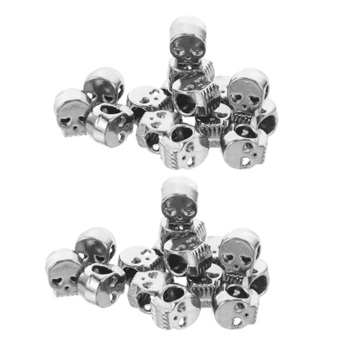 SAFIGLE 100 Stück Halloween Skull Beads Große Spacer Silberne Totenkopfperlen für Schmuckherstellung DIY Armband Halskette Ohrring Zubehör Robuste Legierung SAFIGLE 100 Stück Halloween Skull Beads Große Spacer Silberne Totenkopfperlen für Schmuckherstellung DIY Armband Halskette Ohrring Zubehör Robuste Legierung von SAFIGLE