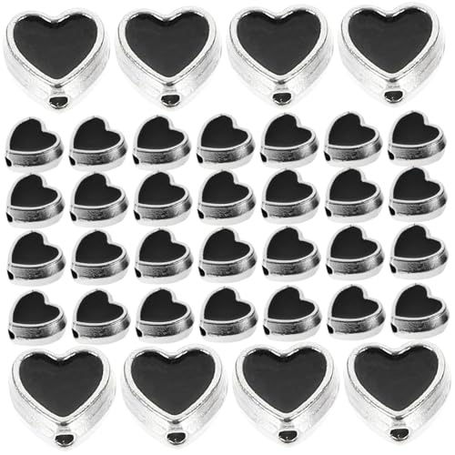 SAFIGLE 100 Stück Herzförmige DIY Spacer Perlen aus Langlebiger Legierung Schwarze Flache Tropfenform für Schmuckherstellung Armbänder und Halsketten Vielseitig und Robust für SAFIGLE 100 Stück Herzförmige DIY Spacer Perlen aus Langlebiger Legierung Schwarze Flache Tropfenform für Schmuckherstellung Armbänder und Halsketten Vielseitig und Robust für von SAFIGLE