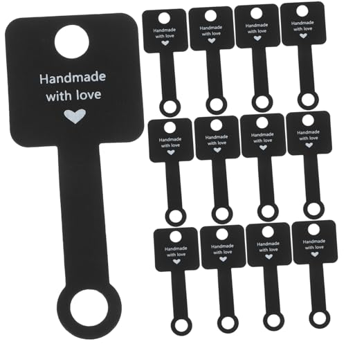 SAFIGLE 100 Stück Schmuckverpackung Karten aus Kraftpapier Faltbare Schmuckkarten für Halsketten Armbänder Haargummis Praktische Schmuckaufbewahrung und Präsentation Schwarz von SAFIGLE