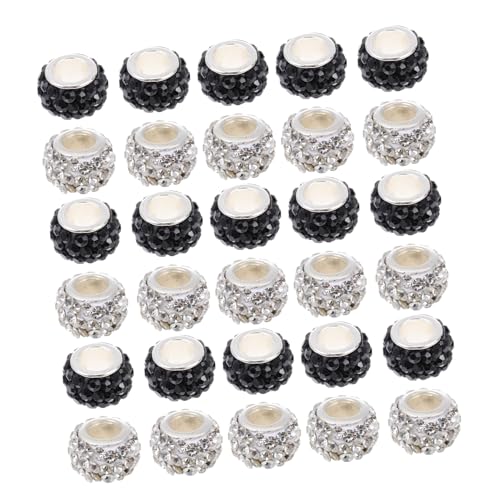 SAFIGLE 100 Stück Teiliges DIY Armband Perlen Große Lochstrass Perlen in Schwarz und Weiß Schmuckperlen Zubehör zum Auffädeln Langlebige Hautfreundliche Bastelperlen für Armband und SAFIGLE 100 Stück Teiliges DIY Armband Perlen Große Lochstrass Perlen in Schwarz und Weiß Schmuckperlen Zubehör zum Auffädeln Langlebige Hautfreundliche Bastelperlen für Armband und von SAFIGLE