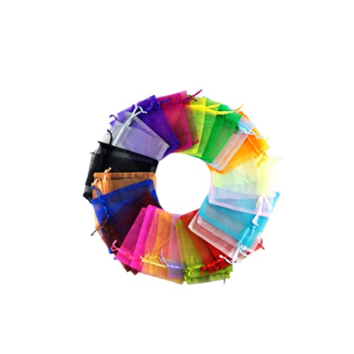 SAFIGLE 100 Stück Transparente Organzasäckchen mit Zugband Farben für Hochzeiten und Partys für Süßigkeiten und Schmuckverpackungen von SAFIGLE
