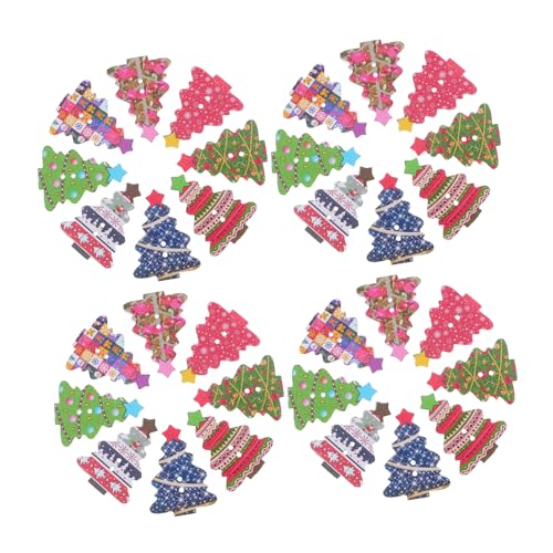 SAFIGLE 100 Stück Weihnachtsbaum Holzknöpfe Flach mit Löchern Vielseitige Nähknöpfe für Kleidung DIY Bastelprojekte Scrapbooking und Festliche Verzierung von SAFIGLE
