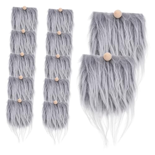 SAFIGLE 12 Sätze Teiliges Frostgrau mit Langen Fasern und Holzperlen Vorgefertigte Zwergenbärte zum Basteln Weihnachtswichtel DIY Zubehör für Gnome Puppen Dekoration von SAFIGLE