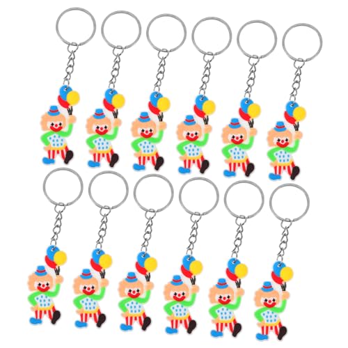 SAFIGLE 12 Stück Clown-schlüsselanhänger Schlüsselbund Zirkusornamente Zubehör Für Karnevalsmottopartys Ring Mini Kette Clownfigur Schlüsselanhänger Reiz Geldbeutel Perlen Metall von SAFIGLE