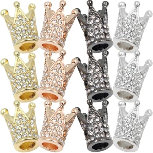 SAFIGLE 12 Stück Teiliges Kronen perlen zum Auffädeln für Schmuckherstellung Mikro pave Strass für DIY Halsketten und Armbänder Goldene Silberne Roségoldene und Schwarze Farbakzente Charm SAFIGLE 12 Stück Teiliges Kronen perlen zum Auffädeln für Schmuckherstellung Mikro pave Strass für DIY Halsketten und Armbänder Goldene Silberne Roségoldene und Schwarze Farbakzente Charm von SAFIGLE
