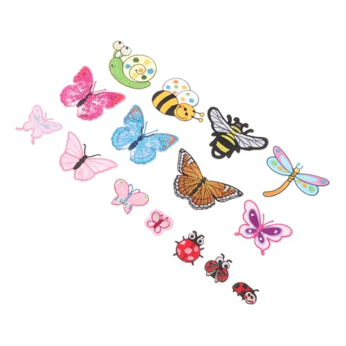 SAFIGLE 15 Stück Teiliges Bestickte Schmetterling Applikationen zum Aufbügeln und Aufnähen Dekorative DIY Patches für Kleidung Jeans Taschen Leicht Vielseitig für Reparatur und Verzierung von SAFIGLE