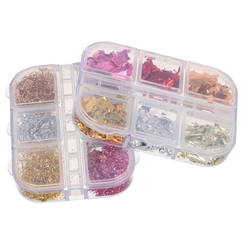 SAFIGLE 2 Boxen Nagelkunst Goldfolie Nagelglitter Nagelkunstflocken Goldflocken Nagelfolienflocken Goldfolie Für Nägel Zubehör Für Nagelstudios Flocken Für Nägel Folie Nagelkunst Aufkleber von SAFIGLE