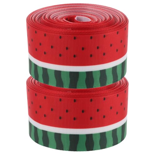 SAFIGLE 2 Rollen Ripsband aus Polyester mit Drahtkante und Wassermelonendruck, Geschenkband mit Sommerfruchtmotiv für selbstgemachte Geschenkverpackungen, Haarschleifen, Kranzdekoration SAFIGLE 2 Rollen Ripsband aus Polyester mit Drahtkante und Wassermelonendruck, Geschenkband mit Sommerfruchtmotiv für selbstgemachte Geschenkverpackungen, Haarschleifen, Kranzdekoration von SAFIGLE