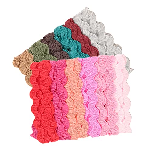 SAFIGLE 2 Rollen Wellenfransenbesatz seidenband ribbon passenge vorhangstange Zierband farbig Wellen-Nähband Schleife Geschenkverpackung trimmen Kleidung Fransendekor Wickelband Polyester von SAFIGLE