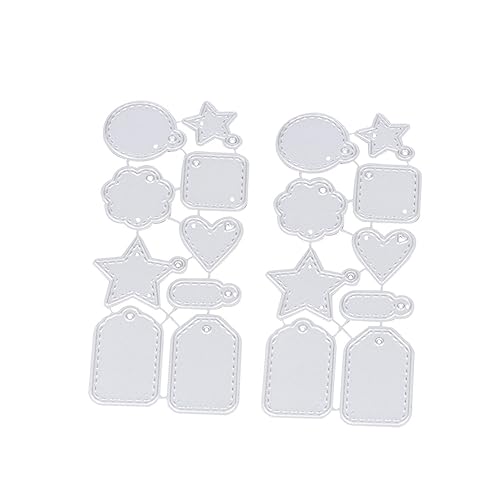 SAFIGLE 2 STÜCK Teiliges Metall stanzformen für Label Anhänger Langlebige Carbonstahl Stanzschablonen DIY Präge schneidewerkzeug Geeignet für Kleidung Anhänger Bastelprojekte Silberfarben von SAFIGLE