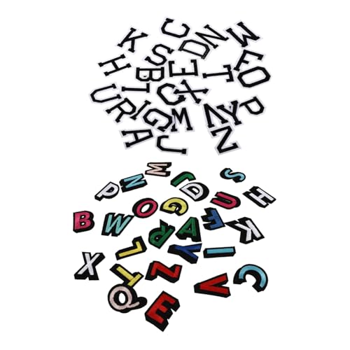 SAFIGLE 2 Sätze Bügelbare Alphabet Patches zum Aufnähen Bestickte Applikationen in und DIY Aufnähmotive für Jeans Kleidung Taschen Langlebige Stickerei Aufkleber von SAFIGLE