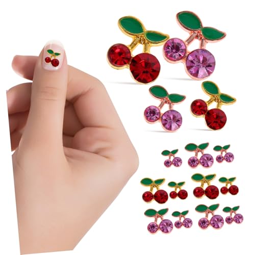 SAFIGLE 2 Sätze Kirsch Nagelkunst Charms Diy Maniküre Dekorationen Funkelnde Nagelrhinestones Für Besondere Anlässe Weihnachten Hochzeiten Und Partys 32 Stück * 2 von SAFIGLE