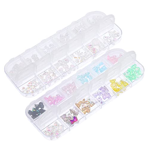 SAFIGLE 2 Sätze Nagelkunst Charms Set Teiliges Set Mit Bunten Acryl Schmetterlingen Und Bären Für Kreative Nageldesigns Für Diy Und Nagelstudios 120 Stück * 2 von SAFIGLE