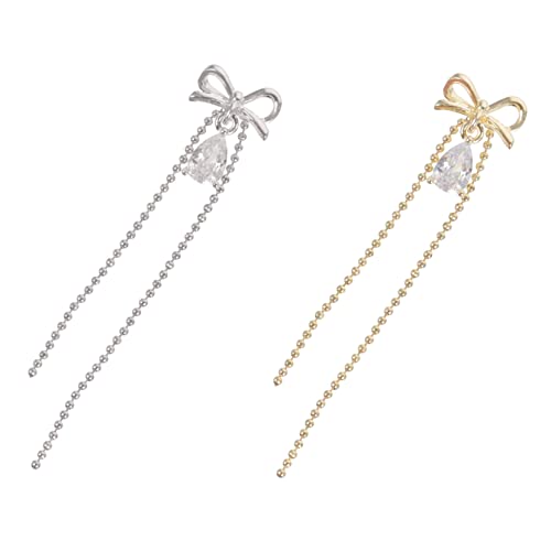 SAFIGLE 2 Sätze Retro Schleifen Charms Zirkonia Nagelkunst Dekoration Für Diy Maniküre Schmuck Für Besondere Anlässe Und Nägel 2 Stück * 2 von SAFIGLE
