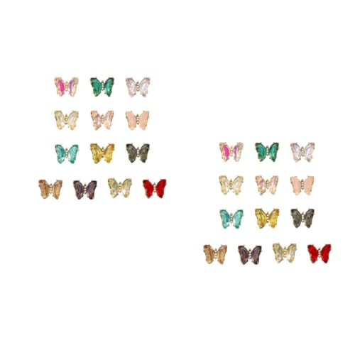 SAFIGLE 2 Sätze Schmetterlinge Nagel Dekoration Teiliges Bunte Nail Art Schmuck Für Diy Maniküre Für Geburtstagsfeiern Und Besondere Anlässe 13 Stück * 2 von SAFIGLE