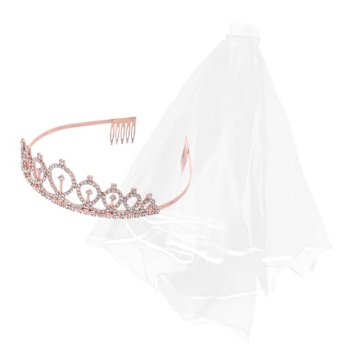 SAFIGLE 2 Stück Braut Haarreifen mit Schleier Teiliges Krone Accessoire für Hochzeiten Junggesellenabschiede und Feste Damen Haaraccessoires Roségold für Braut und Brautjungfer SAFIGLE 2 Stück Braut Haarreifen mit Schleier Teiliges Krone Accessoire für Hochzeiten Junggesellenabschiede und Feste Damen Haaraccessoires Roségold für Braut und Brautjungfer von SAFIGLE