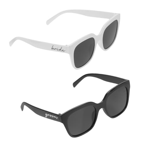 SAFIGLE 2 Stück Braut und Bräutigam Sonnenbrillen Lustige Hochzeit Fotorequisiten Hochzeitsbrillen für Junggesellenabschied Brautparty Dekoration Langlebig und Elegant von SAFIGLE