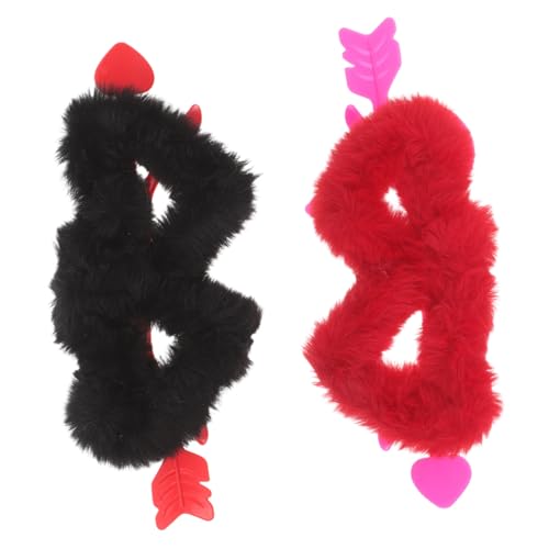 SAFIGLE 2 Stück Herzförmige Plüsch Sonnenbrillen Kuschelige Cat Eye Brillen mit Liebespfeil Modische Party Sonnenbrillen für Junggesellinnenabschied Brautjungfern und Cosplay Accessoires von SAFIGLE