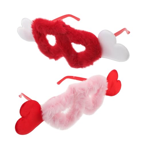 SAFIGLE 2 Stück Herzförmige Sonnenbrille Kuscheliges Plüsch-design Weiche Samt Party-brille Unisex Leicht Angenehm Für Kostümpartys Valentinstag Cosplay Zubehör von SAFIGLE