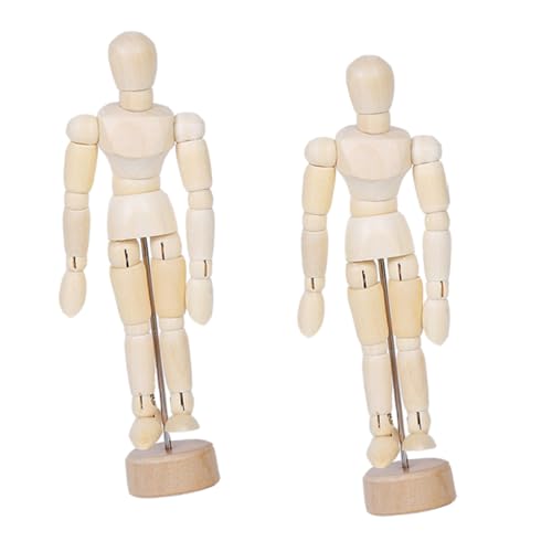SAFIGLE 2 Stück Holzfigur Bewegliche Gelenk puppe aus Hartholz Proportionale Künstler holzmodelle für Zeichnung Skulptur Deko Lernspielzeug von SAFIGLE