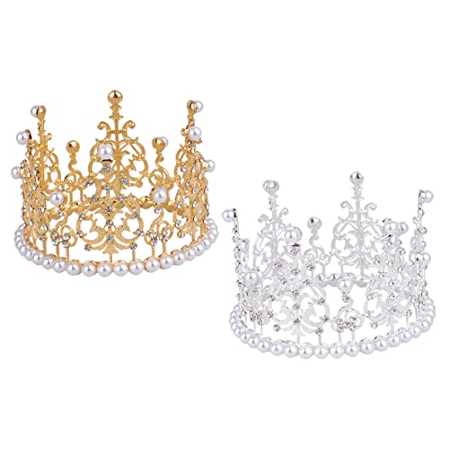 SAFIGLE 2 Stück Krone Haarschmuck Kronendekor für Kuchen Krone Kuchendekoration Kuchenkrone Tiara-Kuchenverzierung krone kuchen Kronenkuchen schmücken Legierung von SAFIGLE