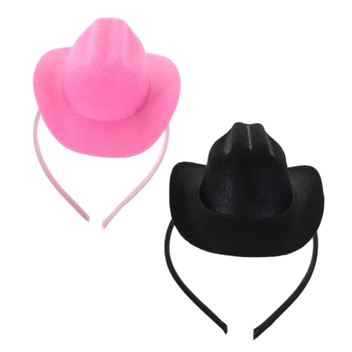 SAFIGLE 2 Stück Mini Cowgirl Hut Stirnband Leichtes Western Haaraccessoire für Damen Mädchen Stilvolle Party Kopfbedeckung Vielseitig für Halloween Karneval Geburtstag Bequem Tragbar von SAFIGLE