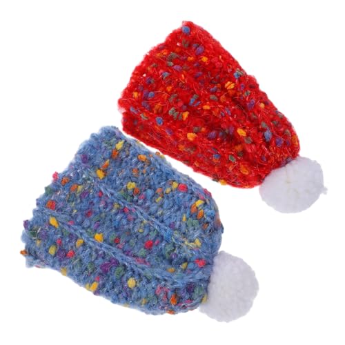 SAFIGLE 2 Stück Mini Gestrickte Puppenmütze Weiche Kuschelige Kleine Beanie für Puppenköpfe DIY Puppenaccessoire in Blau und Rot zum Ankleiden und Dekorieren von SAFIGLE