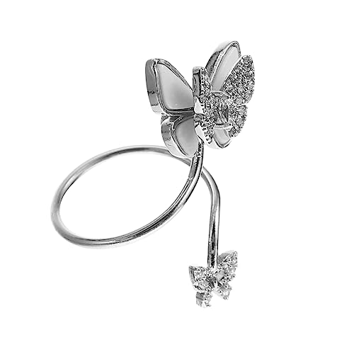 SAFIGLE 2 Stück Schmetterling Nail Ring Nagelkunst Schmuck Damen Fingerring Kleber Einfach zu Tragen Einzigartiges Design für Hochzeit Valentinstag Weihnachten von SAFIGLE