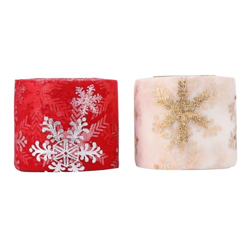 SAFIGLE 2 Stück Schneeflocke Mesh-band Braut Großes Band Tüllband Regenbogen Dekorationen Weihnachtsband Spitzenband Hochzeit Dusche Band Umwickeln Dekorativ Party Bandwickband Polyester von SAFIGLE