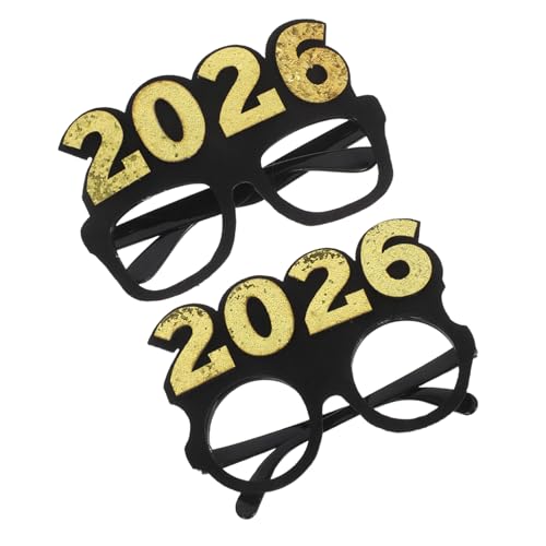 SAFIGLE 2 Stück Teiliges Glitzer Partybrillen Schwarz-gold Auffällige Neujahrsaccessoires für Silvester Geburtstagsfeiern Fotorequisiten und Vielseitige Partydekorationen von SAFIGLE