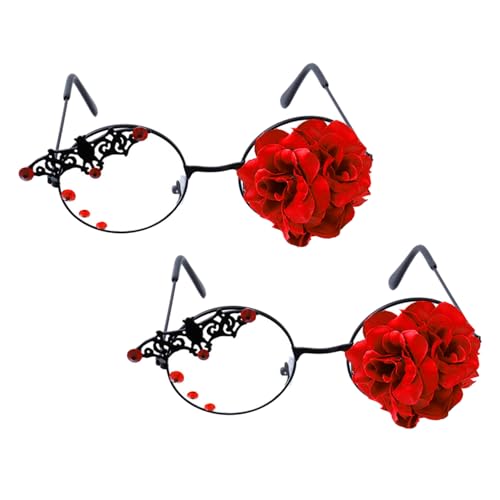 SAFIGLE 2 Stück Teiliges Vintage Punk Lolita Brille mit Floraler Prägung Leichte Robuste Steampunk Gothic Sonnenbrille für Frauen Retro Eyewear für Halloween Party Cosplay und Alltag von SAFIGLE