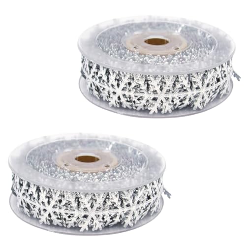SAFIGLE 2 Stück Teiliges Weihnachts Dekoband mit Geprägten Schneeflocken Silbernes Glitzerschleifenband Vielseitiges Geschenkband für Party Hochzeit Festtagsdekoration und DIY von SAFIGLE