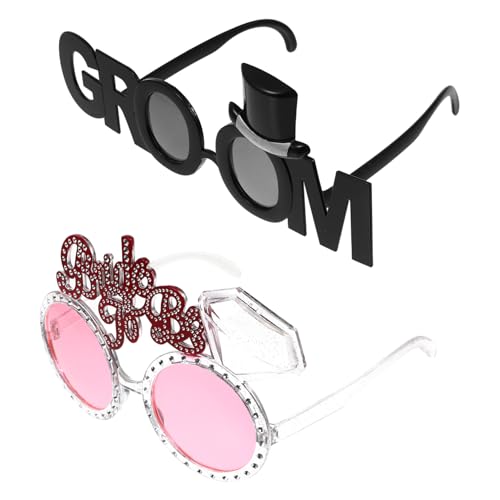 SAFIGLE 2 Stück braut bräutigam brille Rave-Accessoires Braut- Bräutigam-Brille funky stutzenhalter Hochzeitsdekoration Junggesellenabschied Dekoration Brautpartyversorgung Plastik von SAFIGLE
