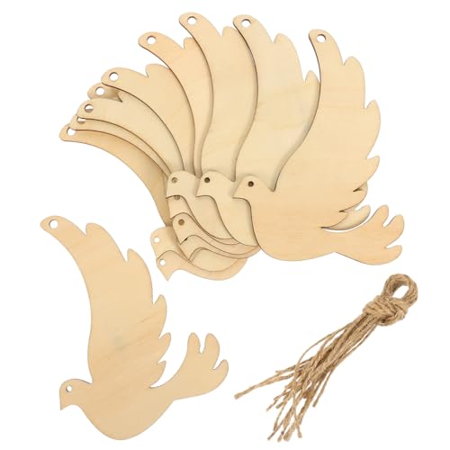 SAFIGLE 20 Stück Anhänger aus Holz ausgeschnitten Rohling zum Dekorieren Vögel zum Basteln rustikal Ausschnitte unfertige Holzscheiben Holzhandwerk für DIY Hanfseil Beige von SAFIGLE