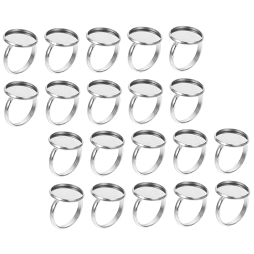 SAFIGLE 20 Stück Teiliges Verstellbare Edelstahl Ringrohlinge Langlebige DIY Schmuckzubehör Robuste Ringsockel für Individuellen Schmuckbau Stabile Ringbasen mit Innendurchmesser von SAFIGLE