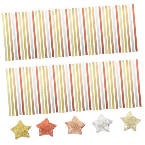 SAFIGLE 200 Stück Origami Papierstreifen Glitzerfarben Faltpapier für DIY Bastelprojekte Origami Sterne Bastelpapier Regenbogen Farbverlauf Sternenhimmel Muster von SAFIGLE
